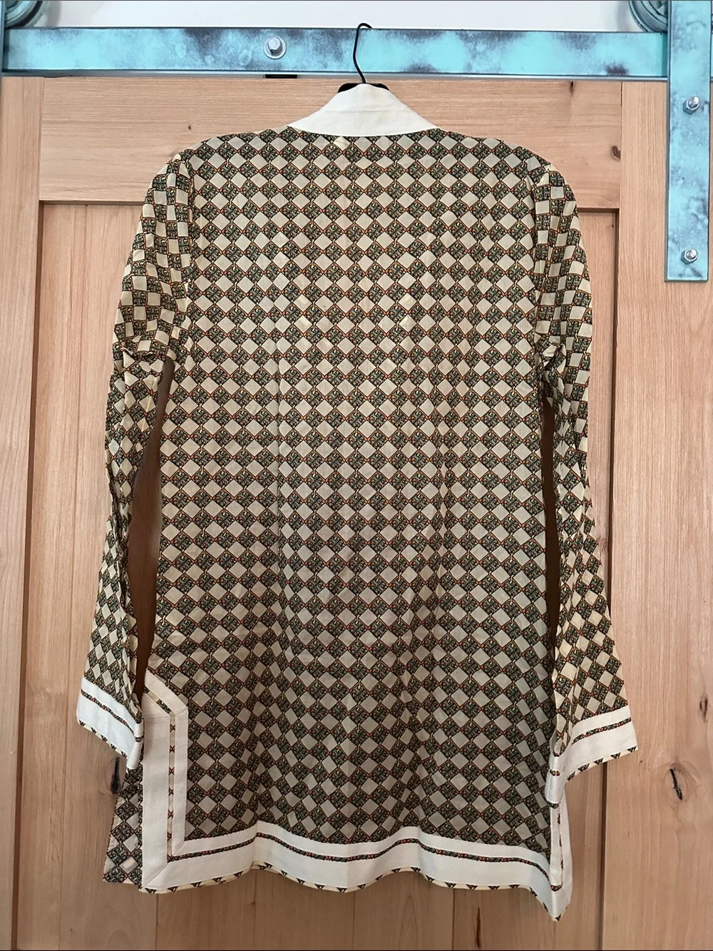 Tory Burch Printed Tory Tassel Tunic French Cream Basketweave Dress S NWT